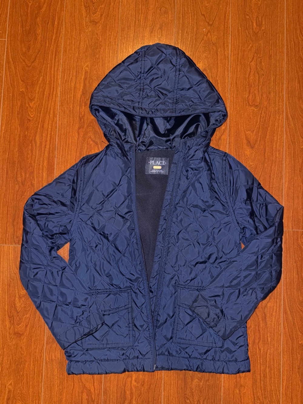 The Children's Place Navy Quilted Hooded Jacket